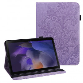 Vlinder & Bloemen Book Case - Samsung Galaxy Tab A8 10.5 (2021) Hülle - Violett