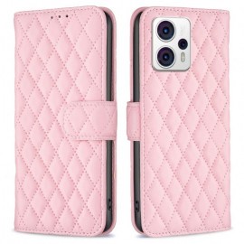 BINFEN Rhombus Klapphülle - Motorola Moto G13 / G23 / G53 Hülle - Rosa