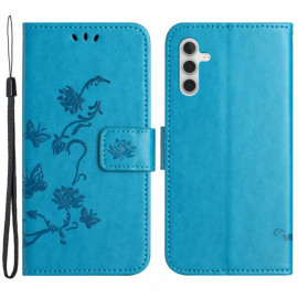 Coverup Blumen & Schmetterlinge Klapphülle - Samsung Galaxy A05s Hülle - Blau