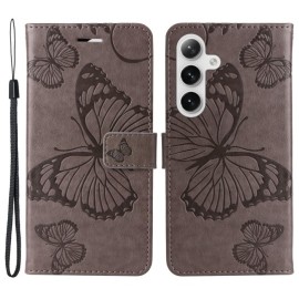 Coverup Schmetterlinge Klapphülle - Samsung Galaxy S25 / S24 Hülle - Taupe Grau