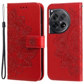 Coverup Mandala Blumen Klapphülle - OnePlus 12 Hülle - Rot