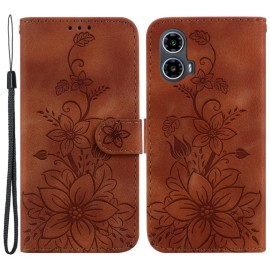 Coverup Blumen Klapphülle - Motorola Moto G04(s) / G24 (Power) / E14 Hülle - Braun