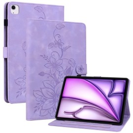 Blumen Klapphülle mit Schlaf/Wach-Funktion - iPad Air 13 (2024/2025) Hülle - Violett