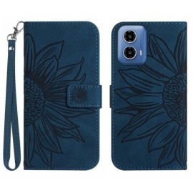 Coverup Sonnenblume Klapphülle mit Schlüsselband - Motorola Moto G85 Hülle - Dunkelblau