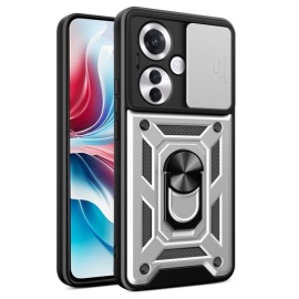 Coverup Ring Ständer Back Cover mit Kamera Schutz - OPPO Reno11 F 5G Hülle - Silber