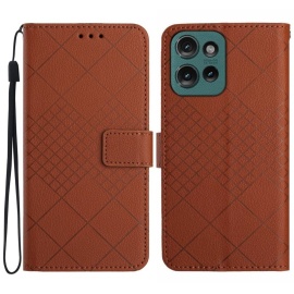 Coverup Rhombus Klapphülle - Motorola Edge 50 Neo Hülle - Braun