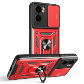 Coverup Armor Ring Ständer Back Cover mit Kamera Schutz - Motorola Moto G05 / E15 Hülle - Rot