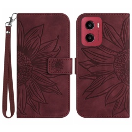 Coverup Sonnenblumen Klapphülle - Motorola Moto G05 / E15 Hülle - Bordeaux