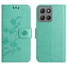 Coverup Blumen & Schmetterlinge Klapphülle - Motorola Moto G15 / G15 Power Hülle - Mintgrün