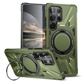 Coverup Heavy Duty Ring Ständer Back Cover - MagSafe Compatible - Samsung Galaxy S25 Ultra Hülle - Army Green