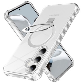 Coverup ShockProof TPU Back Cover mit MagSafe Compatible Ring Ständer - Samsung Galaxy S25 Plus / S24 Plus Hülle - Transparent