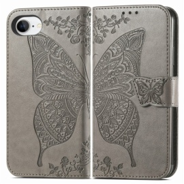 Coverup Schmetterling Klapphülle - iPhone 16e Hülle - Taupe Grau